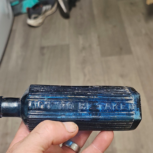 Vintage blue ribbed - ribbed, glass
