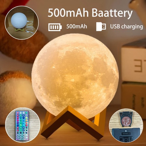 Smart remote control moon lamp - moon,