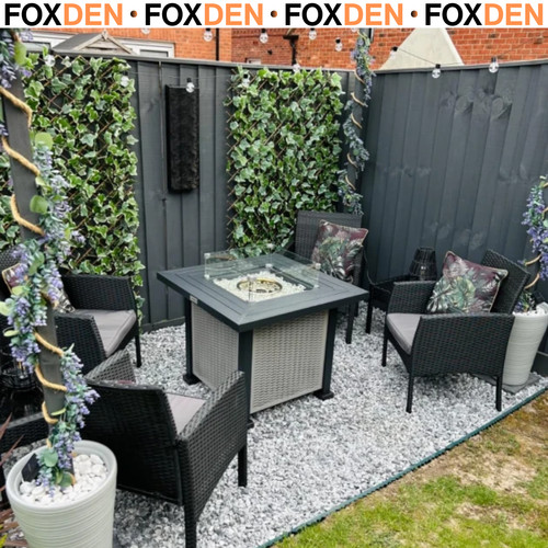 Square rattan gas fire pit - square,