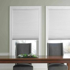 Real Simple SNOW Cordless Cellular Shades 22" x 64" Blinds WHITE (Set of 2)