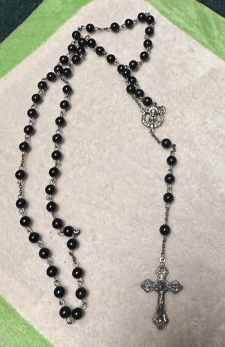 Vintage rosary black shiny - black,