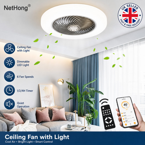 Large led ceiling - large, fan