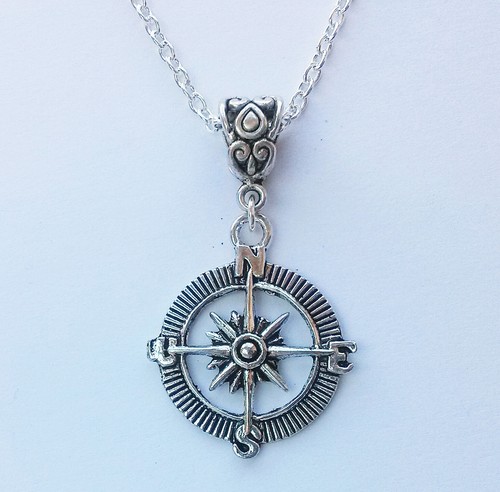 Compass silver plate long - silver,
