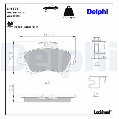 Lp1398 brake pad set disc - lp1398,