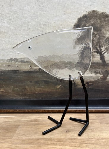 Vintage mcm clear glass bird - clear,