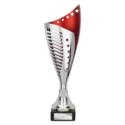 Large cup silver red nebula - cup, silver/red