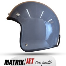 Low profile open face Jet motorcycle helmet Fiberglass  in Asphalt Grey