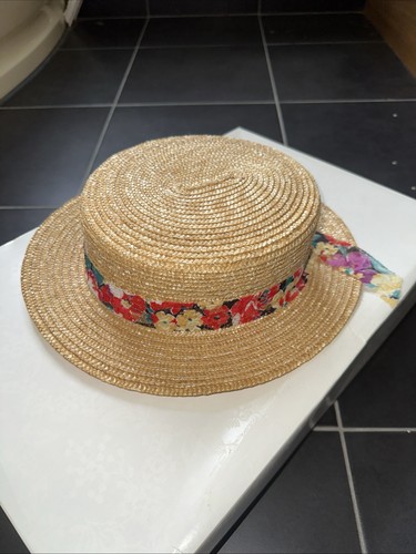 Girls straw boater style flat - boater,