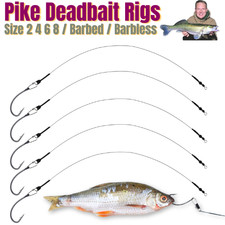 5 Pike Zander Deadbait Live Bait Pike WIRE TRACE Fishing  RIGS - SIZE 2 4 6 8 UK