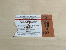 Rod Stewart World Tour 1980/81 Concert Ticket Stupid Behaviour Wembley Arena