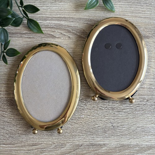 Vintage oval footed brass - oval, gold