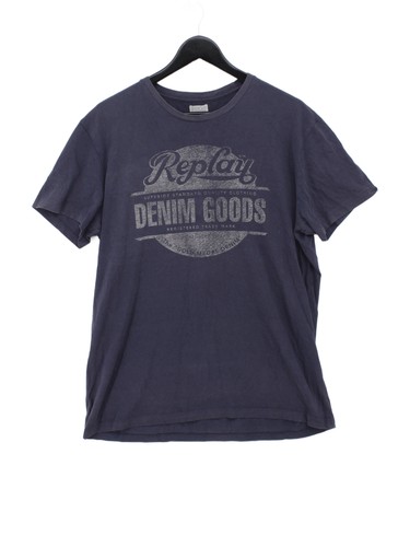 Replay men shirt xl blue - t-shirt,