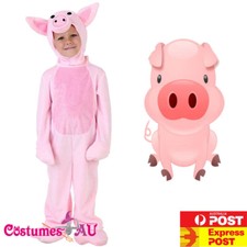 Child Pink Piglet Costume Kids Girls Pig Cosplay Book Week Zoo Animal Jumpsuit