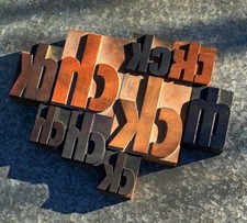 ch ck mixed set of letterpress wood printing blocks type woodtype stamp printer