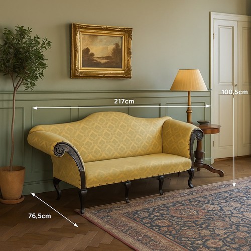 Antique sofa walnut fabric - walnut,