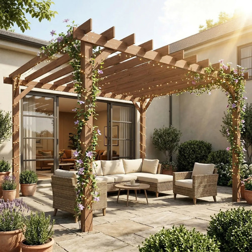 3x3m wooden pergola gazebo - 3x3m,