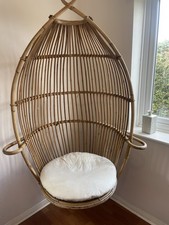 Retro Bamboo Rattan Hanging Chair With Cushion VERY RARE 