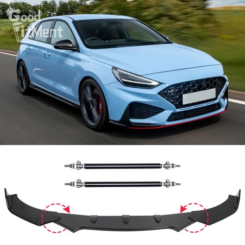 Glossy black front bumper lip - black,