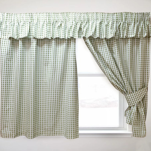 Gingham check sage - sage, curtains