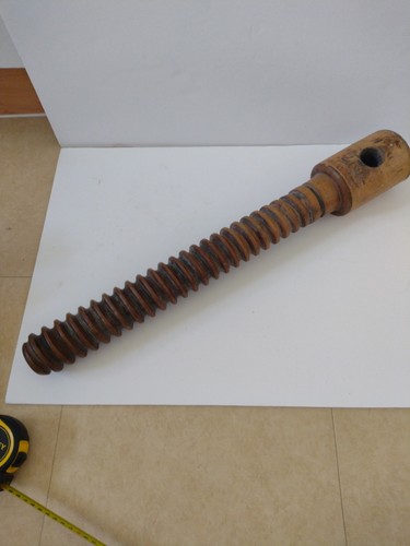 Large antique wooden screw - wooden,