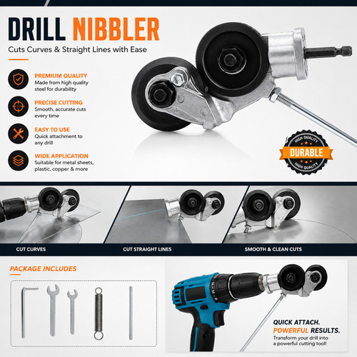 Drill nibbler attachment for - drill,