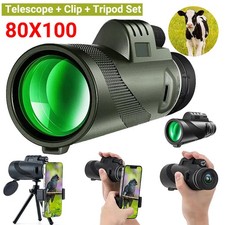 80X100 Super High Power Portable Monocular Telescope Binoculars Hunting Camping