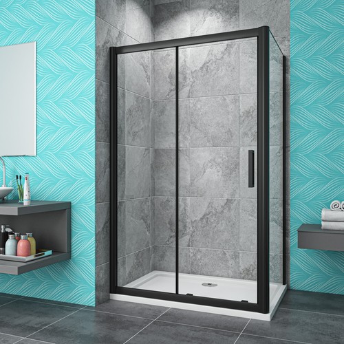 Black frame sliding shower - black,