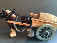 Handmade Wooden Cart with Ceramic Shire Horse.