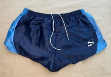 Vintage Puma Shiny Nylon Shorts Sprinter Running Ibiza Gay Glanz Blue D7 28-36”