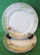RARE ART DECO CROWNFORD BURSLEM DORSET SALAD PLATE X3 - 20.25cm diameter