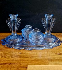 Vintage Blue Glass Art Deco
