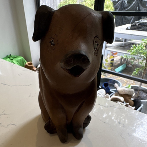 Wooden pig ornament figurine - wooden,