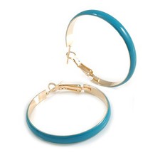 40mm D/ Wide Teal Enamel Hoop