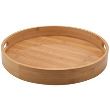 Round Serving Bamboo Wooden Tray for Dinner Trays Tea Bar Breakfast Food1653