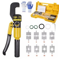 Hydraulic Crimper Set Crimping Tool Wire Battery Cable Lug Terminal+glove NEW