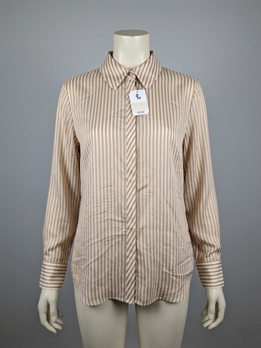 Beige white striped - beige, satin