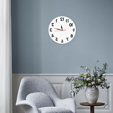 Reverse Backwards Silent Wall Clock Office Home Decor Gift UK in Stock
