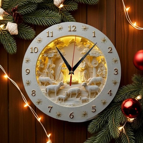 Christmas nativity wall clock - christmas,