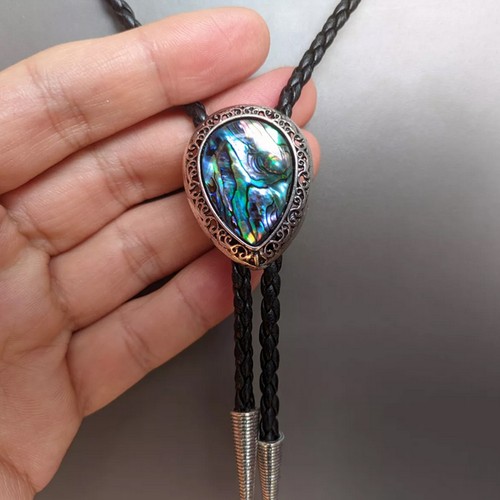 Abalone shell bola bolo tie - abalone,