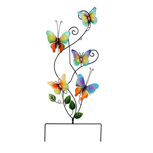 Metal butterfly garden stake - metal,
