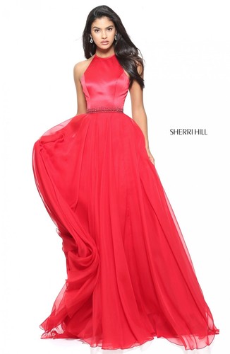 Sherri hill red halter maxi - sherri,
