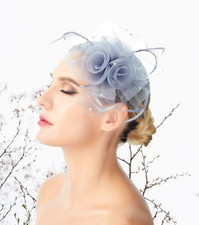 Silver Gray Flora Rhinestones Wedding Fascinator Woman Headpiece Cocktail Party