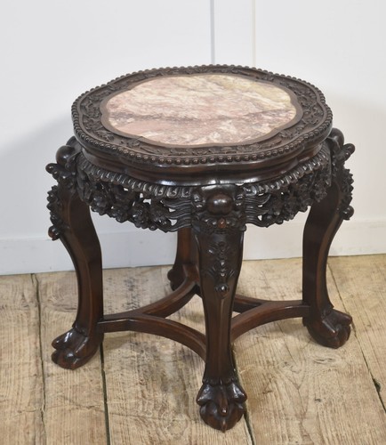 Chinese rosewood marble side - &,
