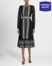 RRP€353 MICHAEL MICHAEL KORS Midi Dress US0 UK4 IT38 XXS Black Embroidered