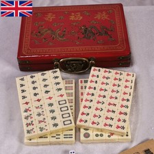 Bamboo Piece Mah-Jong Set Vintage Mahjong English Instructions Rare 144 Tiles