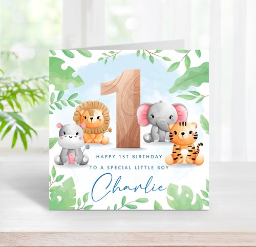 1st birthday card jungle - 1st,