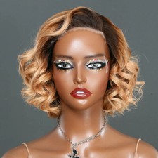 Bob Dark Root Light Brown Wigs 13x4 Lace Front 100% Human Hair Wig Glueless Wigs