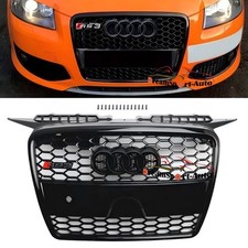 FOR AUDI A3 8P 2004-2007 RS STYLE GLOSS HONEYCOMB RADIATOR BUMPER GRILLE GRILL
