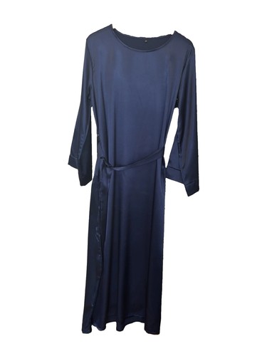 Dark blue satin abaya dress