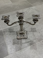 Vintage Antique Silver Plate Victorian Style Three Branch Candelabra (heavy)